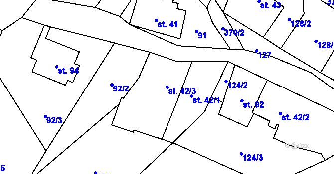 Parcela st. 42/3 v KÚ Mezná u Hřenska, Katastrální mapa