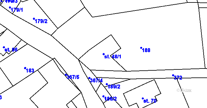 Parcela st. 48/1 v KÚ Mezná u Hřenska, Katastrální mapa