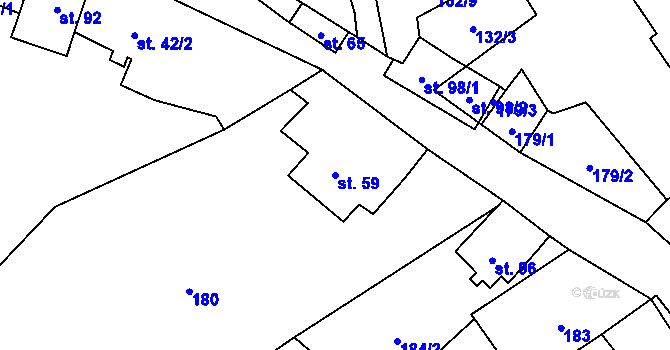 Parcela st. 59 v KÚ Mezná u Hřenska, Katastrální mapa