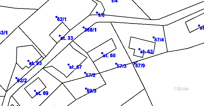 Parcela st. 60 v KÚ Mezná u Hřenska, Katastrální mapa