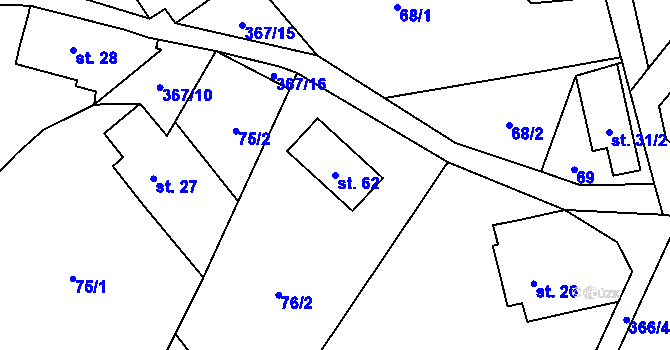Parcela st. 62 v KÚ Mezná u Hřenska, Katastrální mapa