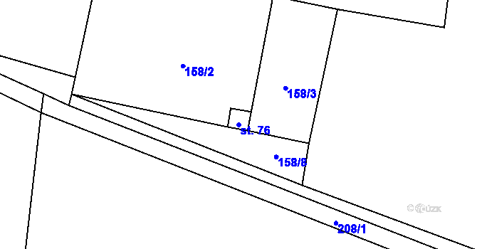 Parcela st. 76 v KÚ Mezná u Hřenska, Katastrální mapa