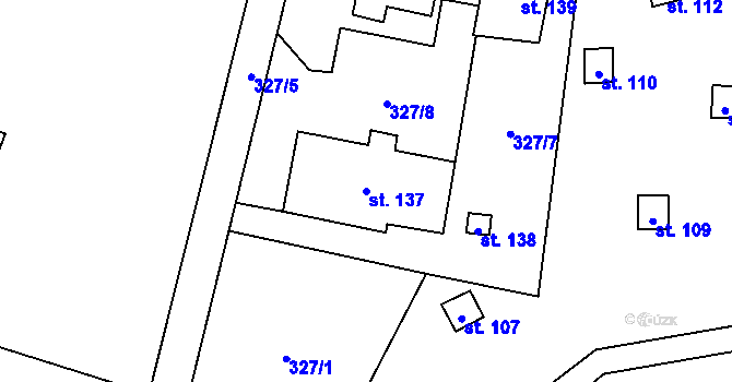 Parcela st. 137 v KÚ Mezná u Hřenska, Katastrální mapa