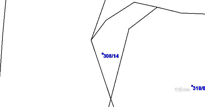 Parcela st. 308/14 v KÚ Lažany u Mezna, Katastrální mapa