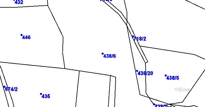 Parcela st. 438/6 v KÚ Lažany u Mezna, Katastrální mapa