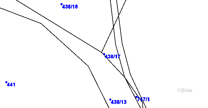 Parcela st. 438/17 v KÚ Lažany u Mezna, Katastrální mapa