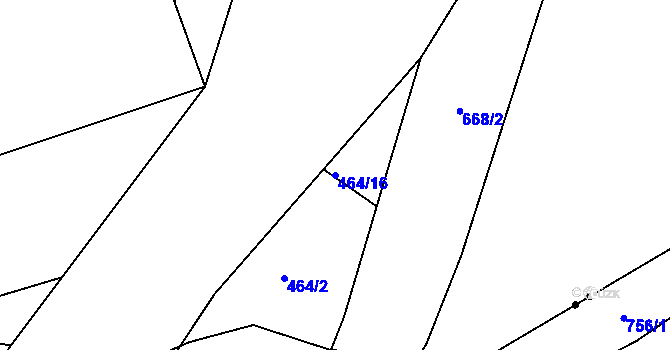 Parcela st. 464/16 v KÚ Lažany u Mezna, Katastrální mapa