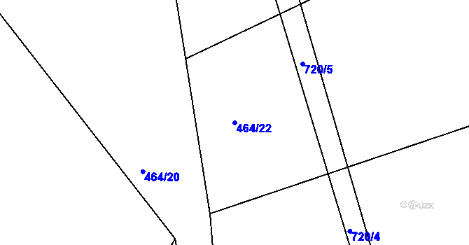 Parcela st. 464/22 v KÚ Lažany u Mezna, Katastrální mapa