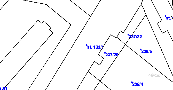 Parcela st. 132/1 v KÚ Mezno, Katastrální mapa