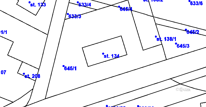 Parcela st. 134 v KÚ Mezno, Katastrální mapa