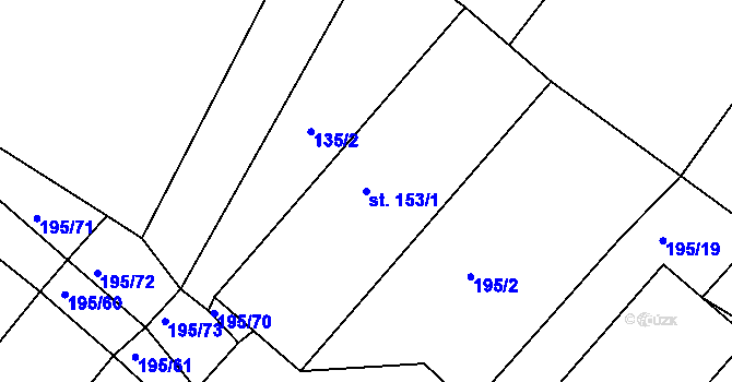 Parcela st. 153/1 v KÚ Mezno, Katastrální mapa