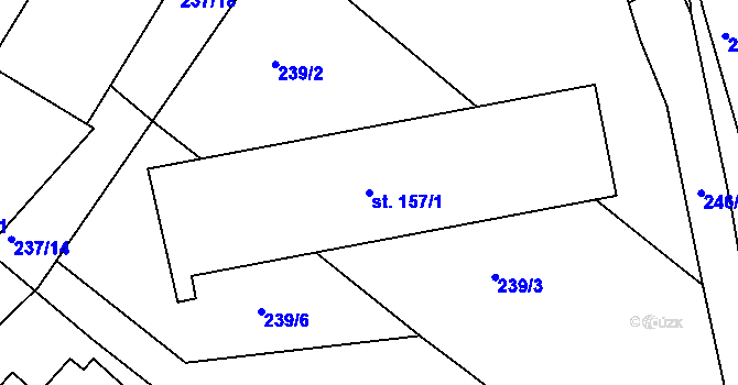 Parcela st. 157/1 v KÚ Mezno, Katastrální mapa