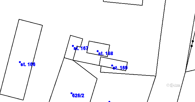 Parcela st. 168 v KÚ Mezno, Katastrální mapa