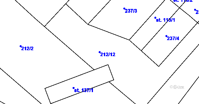 Parcela st. 212/12 v KÚ Mezno, Katastrální mapa