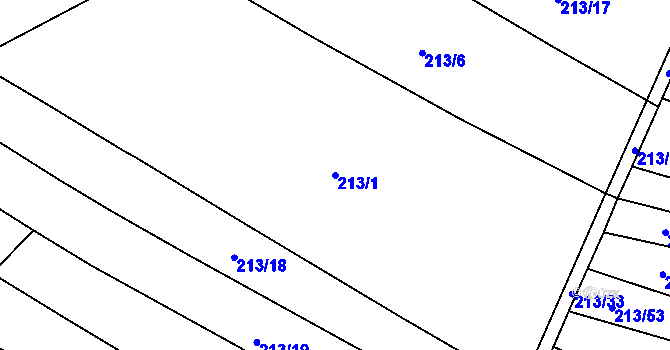Parcela st. 213/1 v KÚ Mezno, Katastrální mapa