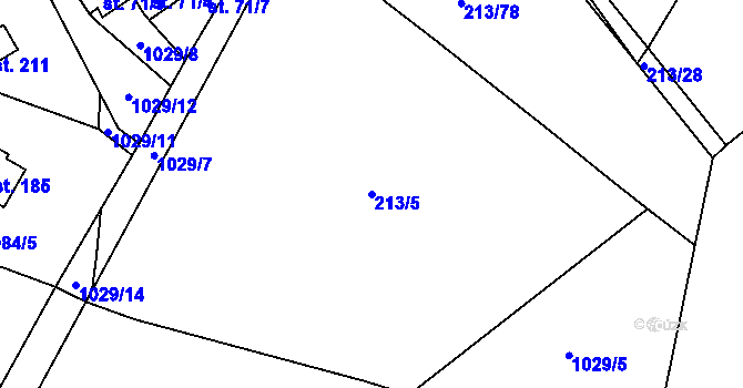 Parcela st. 213/5 v KÚ Mezno, Katastrální mapa