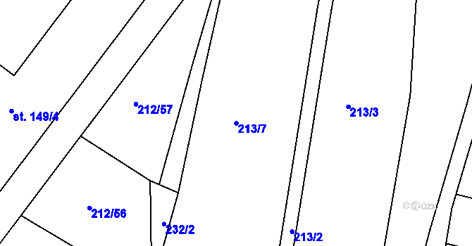 Parcela st. 213/7 v KÚ Mezno, Katastrální mapa