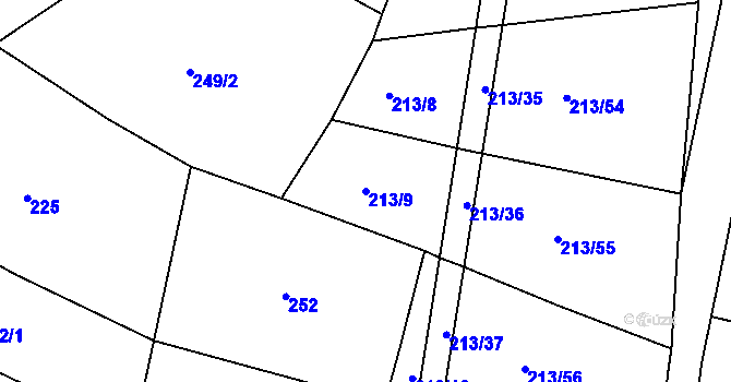 Parcela st. 213/9 v KÚ Mezno, Katastrální mapa