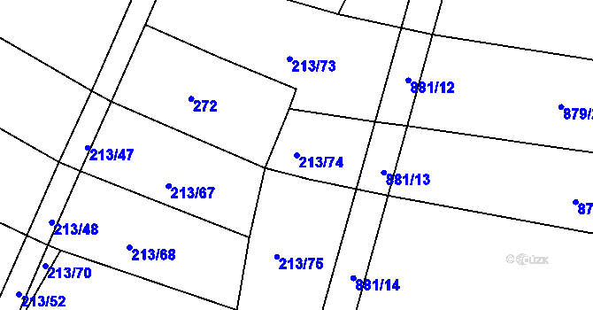 Parcela st. 213/74 v KÚ Mezno, Katastrální mapa