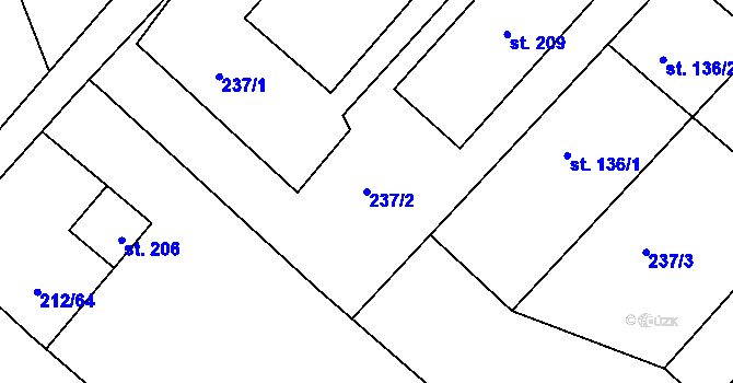 Parcela st. 237/2 v KÚ Mezno, Katastrální mapa
