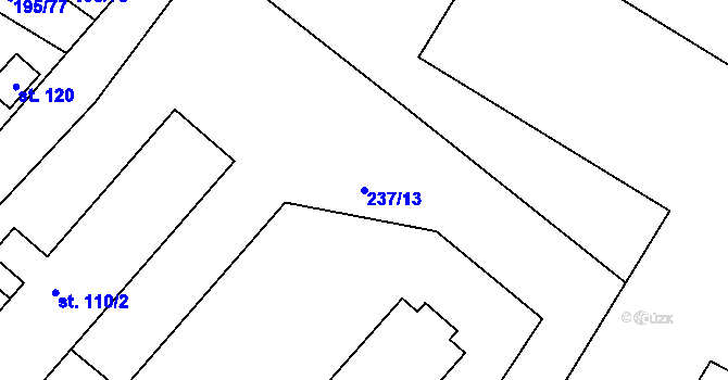 Parcela st. 237/13 v KÚ Mezno, Katastrální mapa
