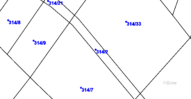 Parcela st. 314/2 v KÚ Mezno, Katastrální mapa