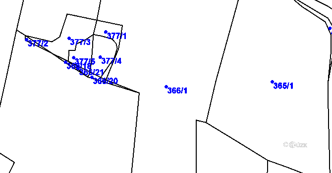 Parcela st. 366/1 v KÚ Mezno, Katastrální mapa