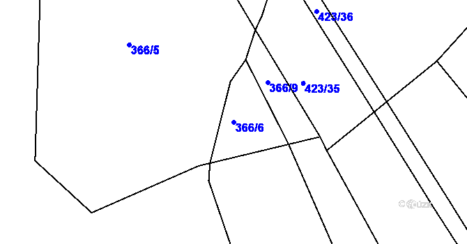 Parcela st. 366/6 v KÚ Mezno, Katastrální mapa