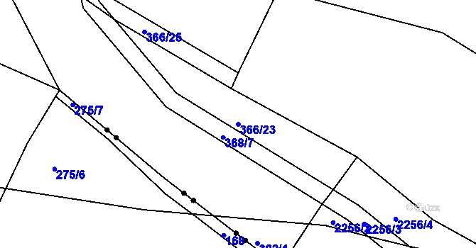 Parcela st. 366/23 v KÚ Mezno, Katastrální mapa