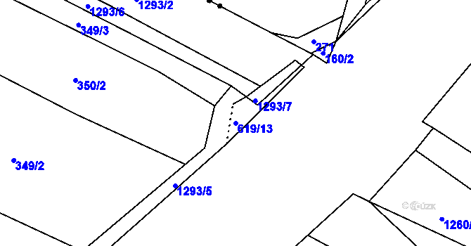 Parcela st. 619/13 v KÚ Mezno, Katastrální mapa