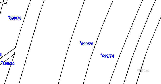 Parcela st. 699/75 v KÚ Mezno, Katastrální mapa