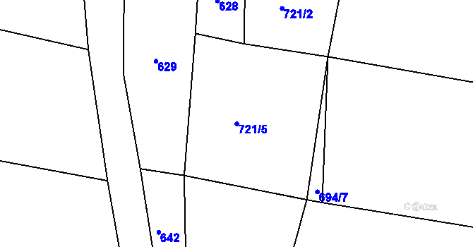 Parcela st. 721/5 v KÚ Mezno, Katastrální mapa