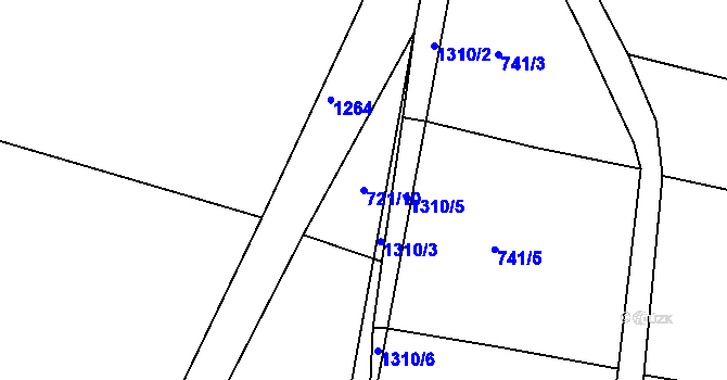 Parcela st. 721/10 v KÚ Mezno, Katastrální mapa
