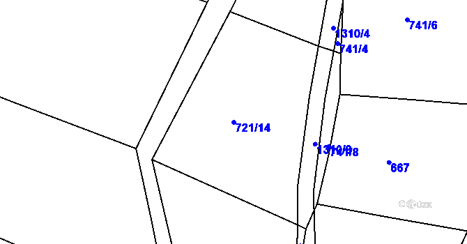 Parcela st. 721/14 v KÚ Mezno, Katastrální mapa