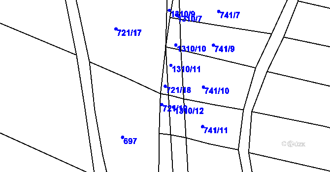 Parcela st. 721/18 v KÚ Mezno, Katastrální mapa