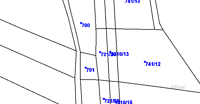Parcela st. 721/20 v KÚ Mezno, Katastrální mapa