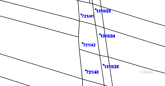 Parcela st. 721/42 v KÚ Mezno, Katastrální mapa