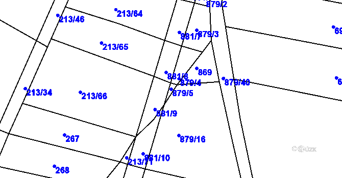 Parcela st. 879/5 v KÚ Mezno, Katastrální mapa