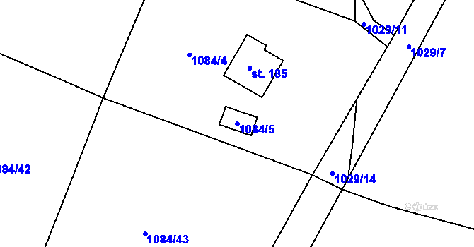 Parcela st. 1084/5 v KÚ Mezno, Katastrální mapa