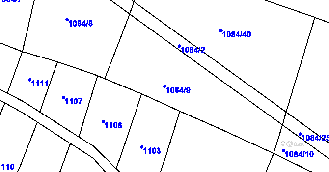 Parcela st. 1084/9 v KÚ Mezno, Katastrální mapa