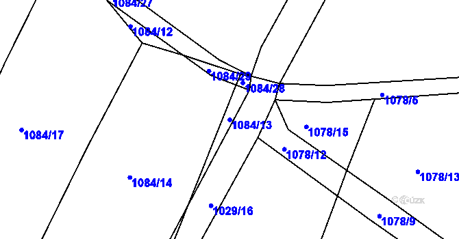 Parcela st. 1084/13 v KÚ Mezno, Katastrální mapa