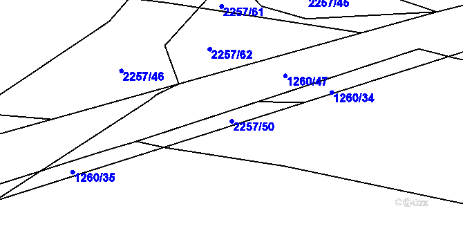 Parcela st. 2257/50 v KÚ Mezno, Katastrální mapa