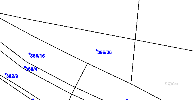 Parcela st. 366/36 v KÚ Mezno, Katastrální mapa