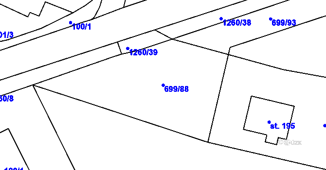 Parcela st. 699/88 v KÚ Mezno, Katastrální mapa
