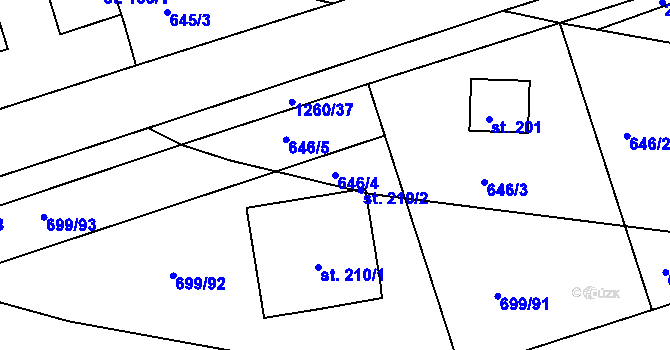 Parcela st. 646/4 v KÚ Mezno, Katastrální mapa