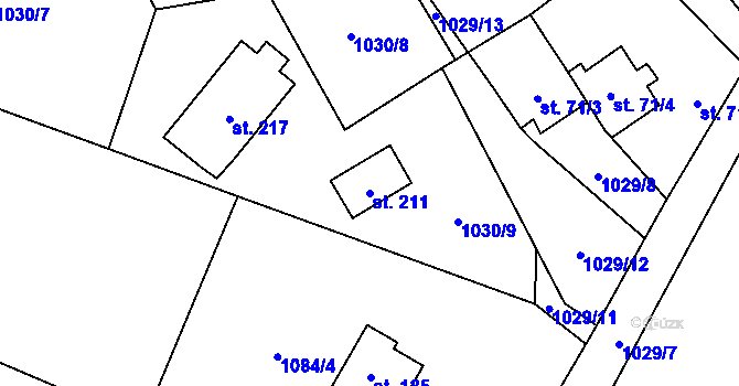 Parcela st. 211 v KÚ Mezno, Katastrální mapa