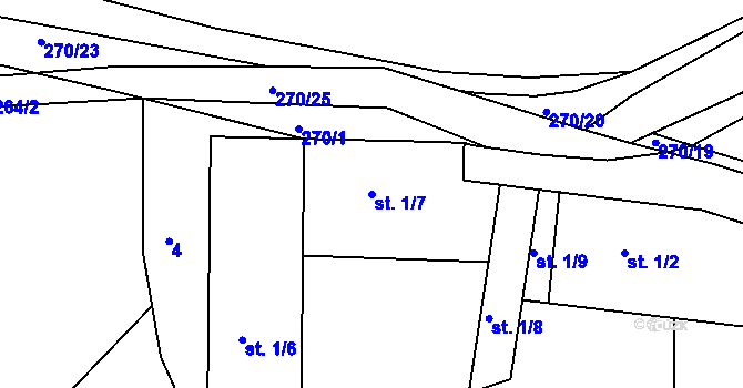 Parcela st. 1/7 v KÚ Stupčice, Katastrální mapa
