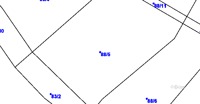 Parcela st. 88/5 v KÚ Stupčice, Katastrální mapa