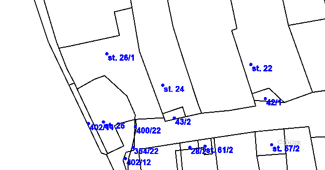 Parcela st. 24 v KÚ Mezouň, Katastrální mapa