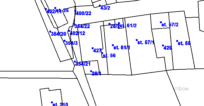 Parcela st. 56 v KÚ Mezouň, Katastrální mapa
